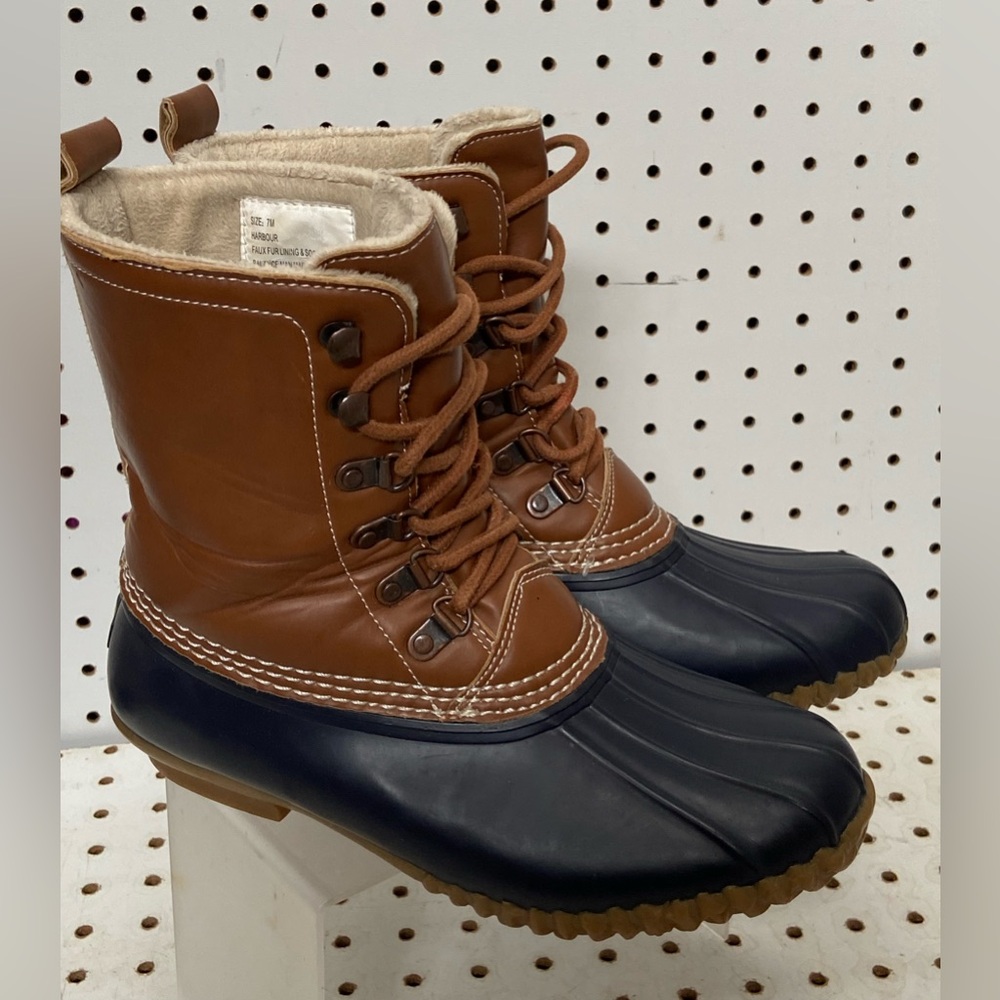 ESPRIT | Winter Boots | Women flat Shaft H: 8” Ankle Boots Lace-up Blue Brown 7M